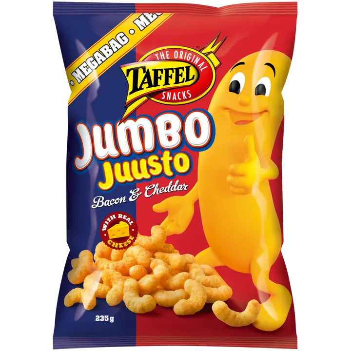 Taffel Jumbojuusto bacon & cheddar maustettu juustosnacks 235g