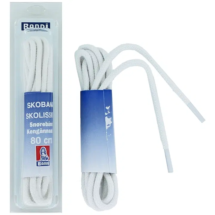 Bandi kengännauha pyöreä 80cm 467 valkoinen 1pr