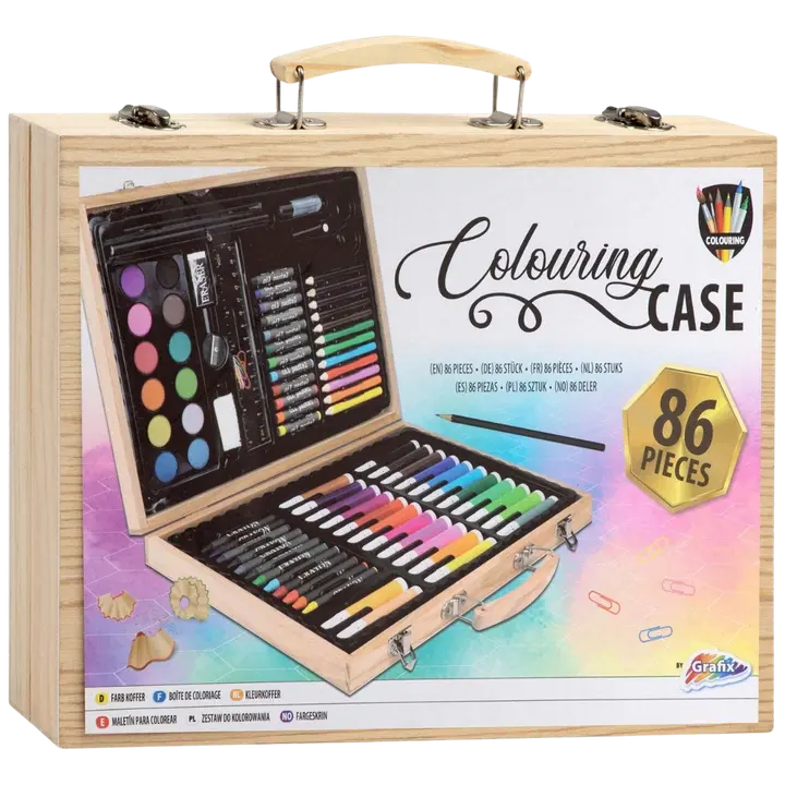 Grafix puidust joonistuskohver 86 osa