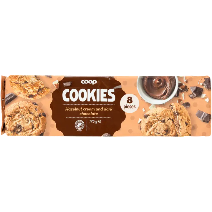 Coop hasselpähkinäkreemi-tummasuklaacookie 175 g