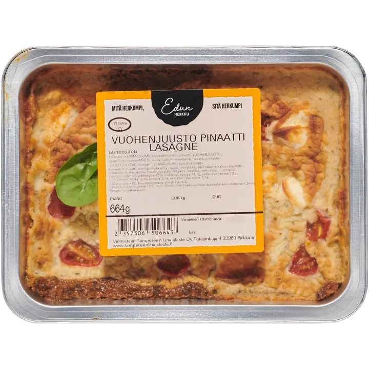 Lihajaloste/Edun Herkku vuohenjuusto-pinaatti lasagne 500g
