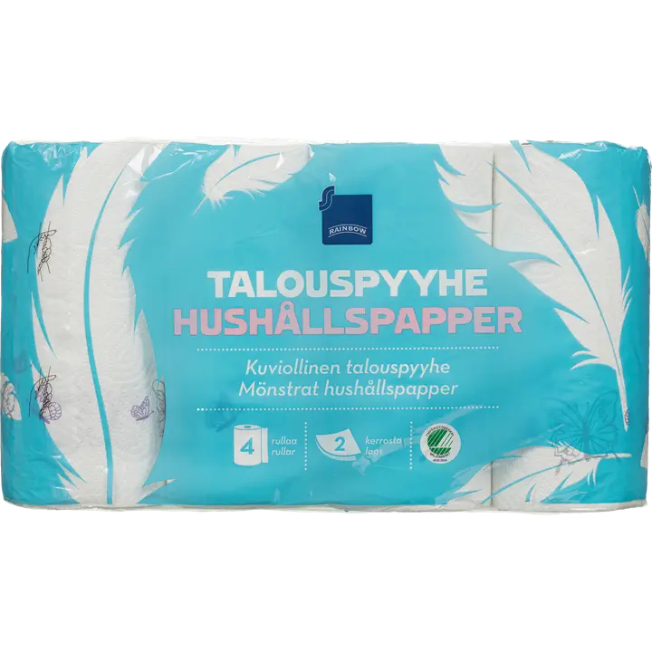 Majapidamispaber 4 rulli, 2-kihiline mustriga