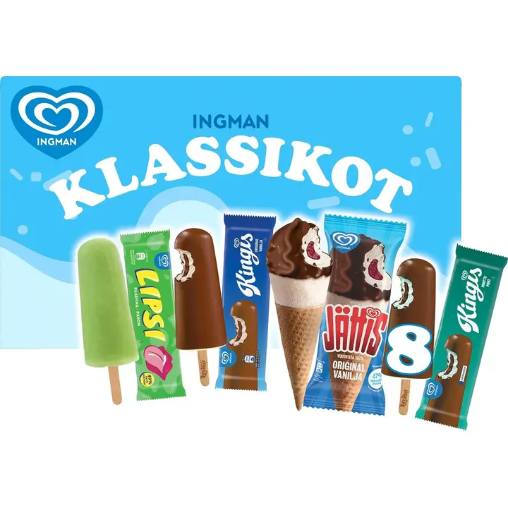 Ingman Klassikot Jäätelö Monipakkaus 842ml/546g 8kpl
