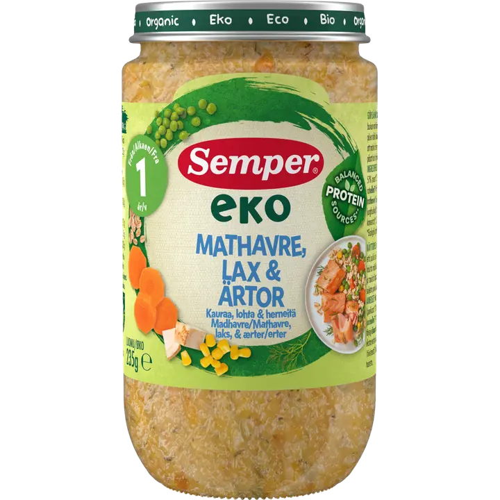 Semper EKO Kauraa, lohta & herneitä 1v luomu lastenateria 235g