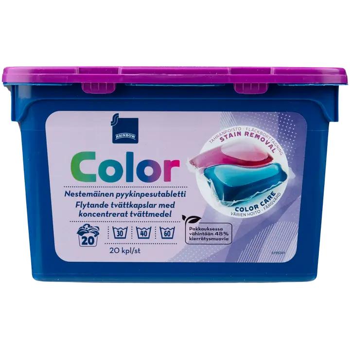 Rainbow Color nestemäinen pyykinpesutabletti 20kpl