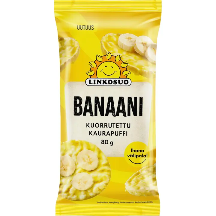 Linkosuo kuorrutettu kaurapuffi banaani 80g