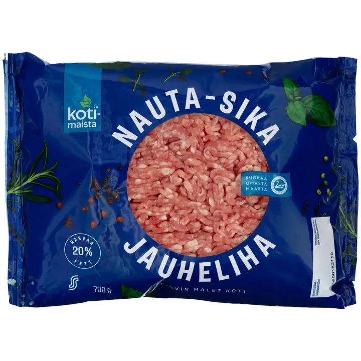 Kotimaista nauta-sika jauheliha 20 % 700 g