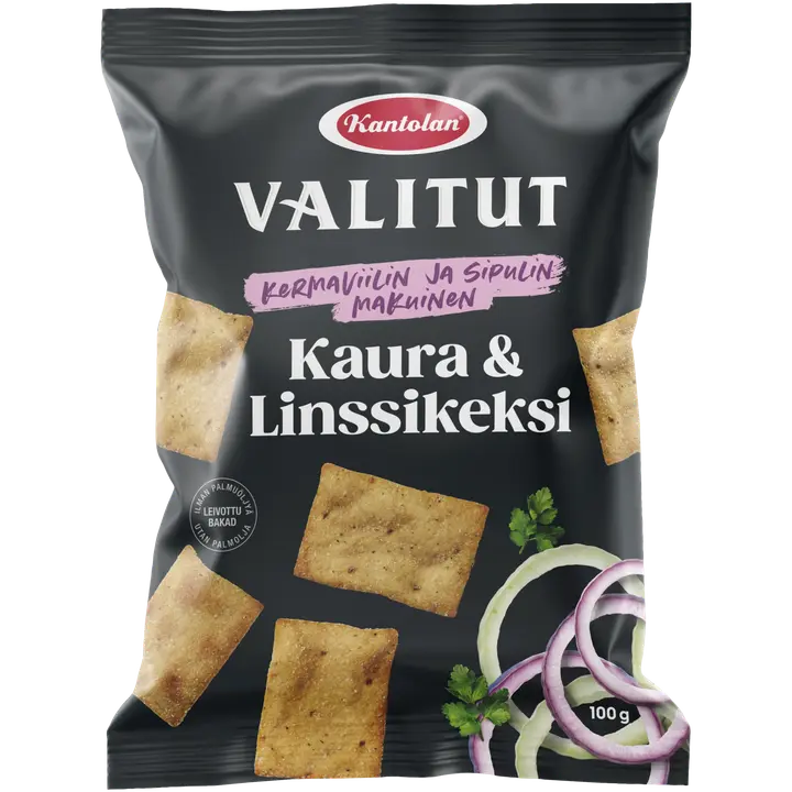Kantolan Valitut Kaura & Linssikeksi kermaviili ja sipuli 100g