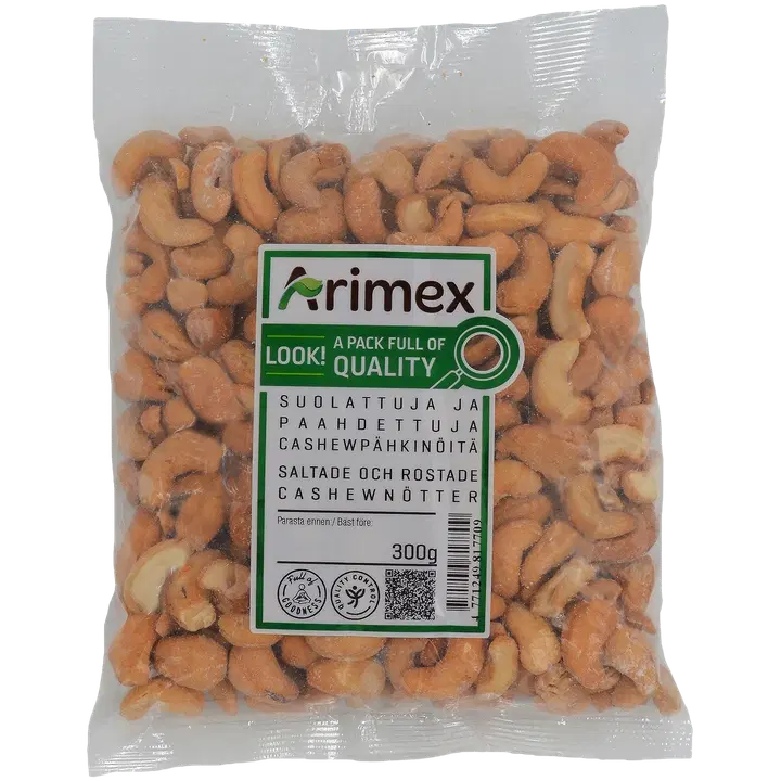 Arimex Suolattuja & paahdettuja  cashewpähkinöitä 300g