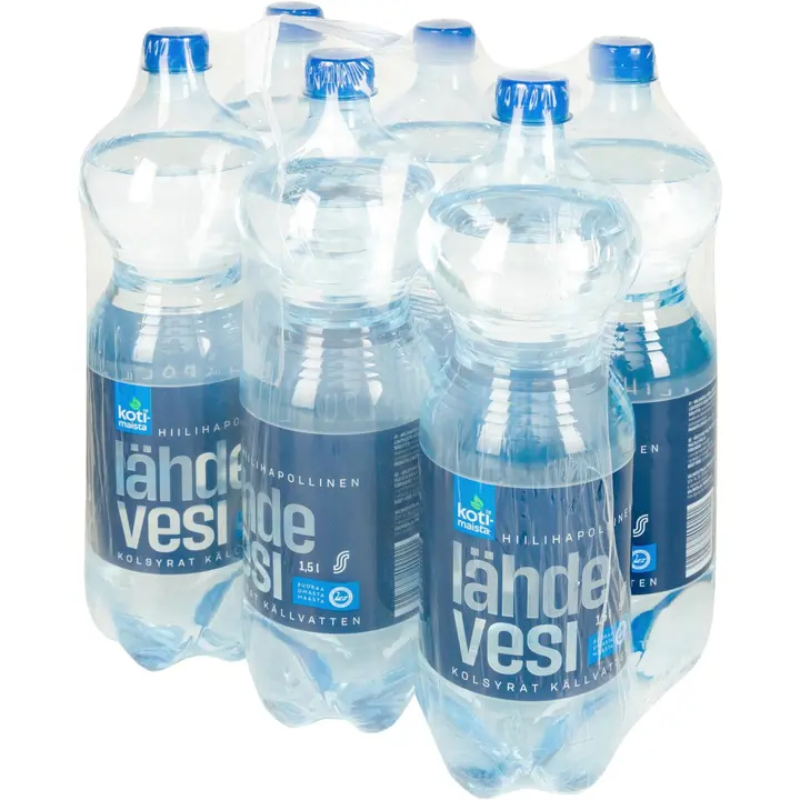 6 x Kotimaista Hiilihapollinen lähdevesi 1,5l