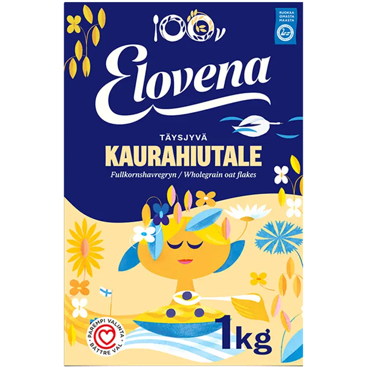 Elovena 1kg täysjyvä kaurahiutale