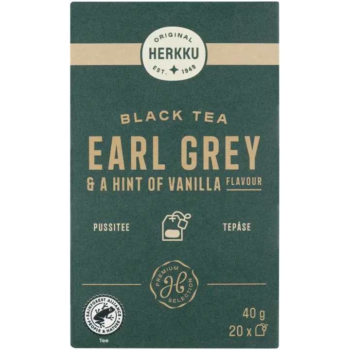 Herkku Black tea Earl Grey with a hint of vanilla flavour 40 g (20x2 g)