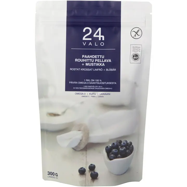 VALO24h paahdettu rouhittu pellava + mustikka 300g
