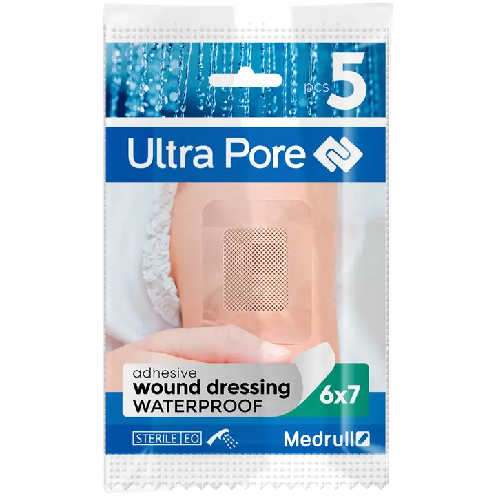 MEDRULL ULTRA PORE VEDENPITÄVÄ HAAVASIDE 6X7 CM 5 KPL