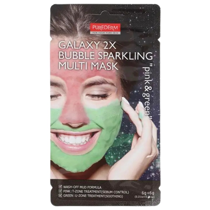 Näomask Galaxy 2x bubble sparkling pink &green