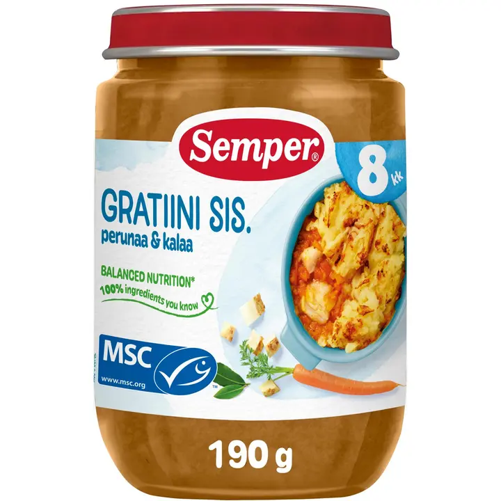 Semper Gratiini sis. perunaaa & kalaa 8kk lastenateria 190g