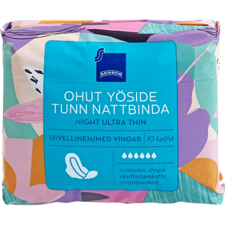 Rainbow ohut yöside 10 kpl siivellinen