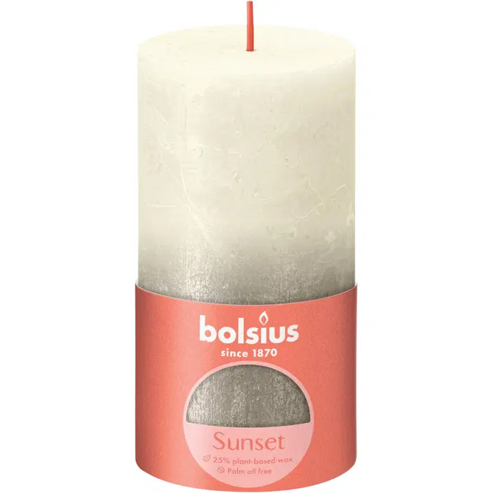 Bolsius Rustiikki pöytäkynttilä 13x6,8 cm Sunset champagne