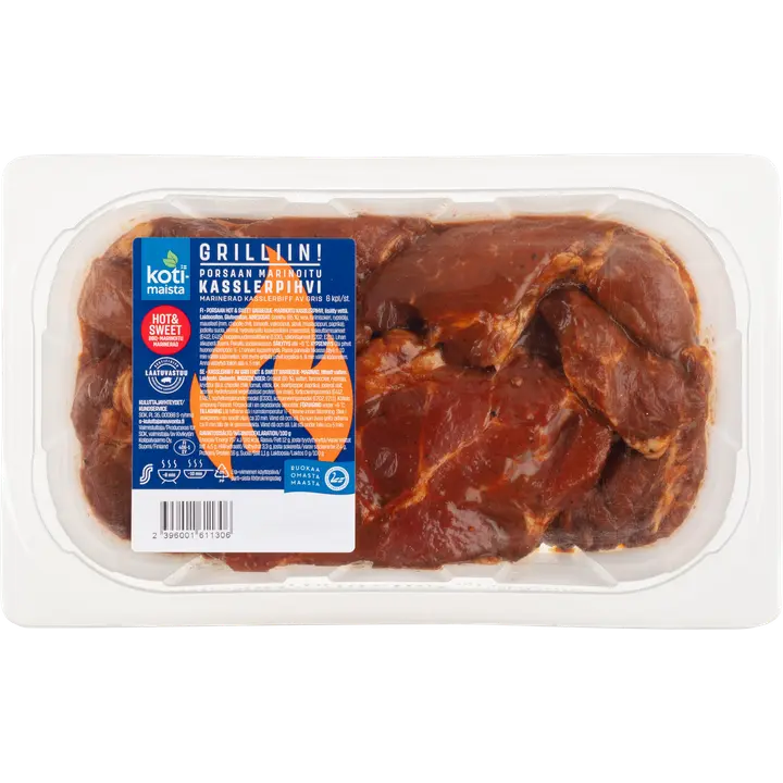 Kotimaista porsaan Hot & Sweet BBQ-marinoitu kasslerpihvi n. 1 kg / 6 kpl