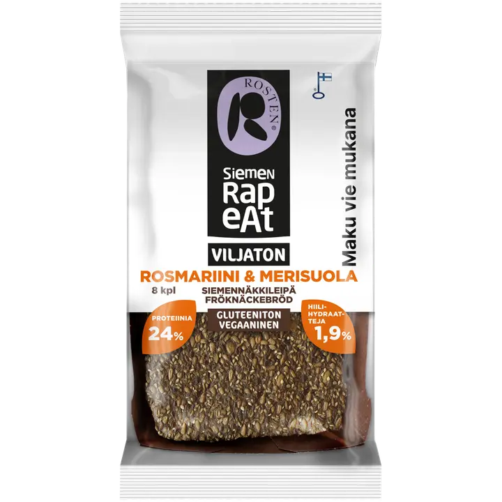 Rosten Siemenrapeat Viljaton siemennäkkileipä Rosmariini & merisuola 170 g