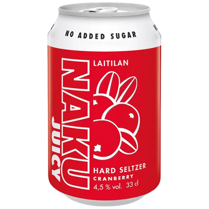 Laitilan Naku Juicy Cranberry 4,5 til-% 0,33L hard seltzer