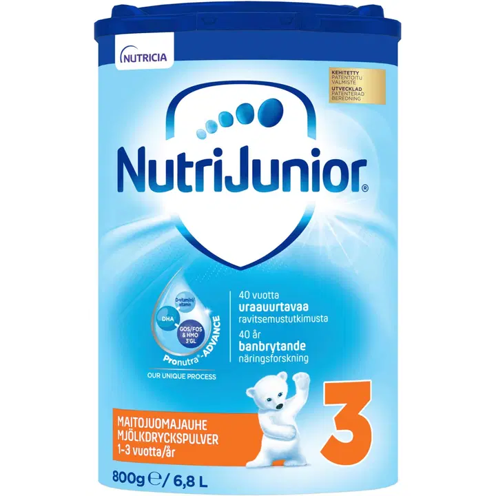 Nutricia NutriJunior 3 800g, maitojuomajauhe leikki-ikäiselle, 1-3v.