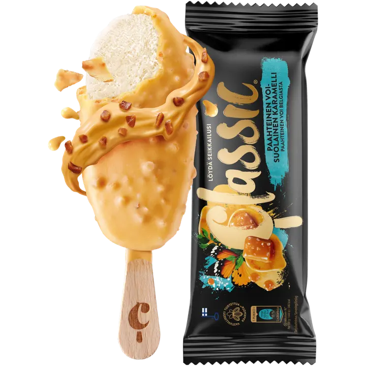 Classic Paahteinen Voi-Suolainen Karamelli kermajäätelöpuikko 64g/90ml