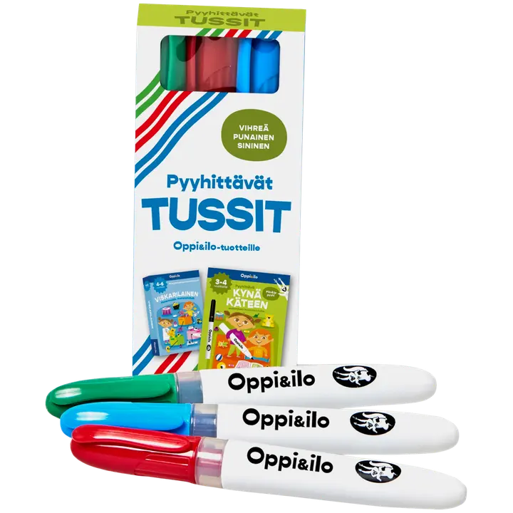 Oppi&ilo Pyyhittävät TUSSIT - vihreä, punainen, sininen