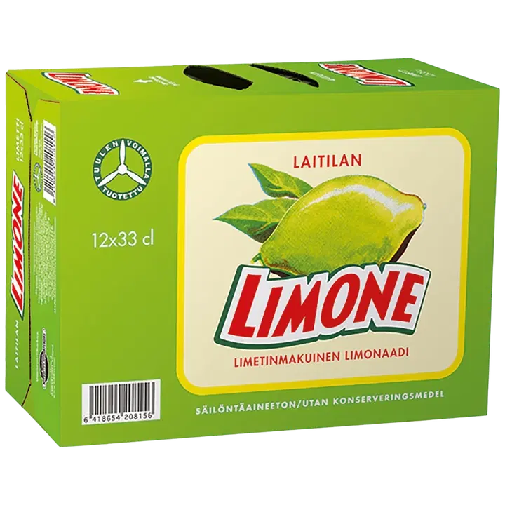 12 x Laitilan Limone 0,33L limetinmakuinen limonaadi