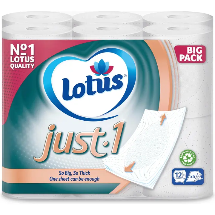 Tualettpaber Lotus Just1 5-kihiline 12 rulli