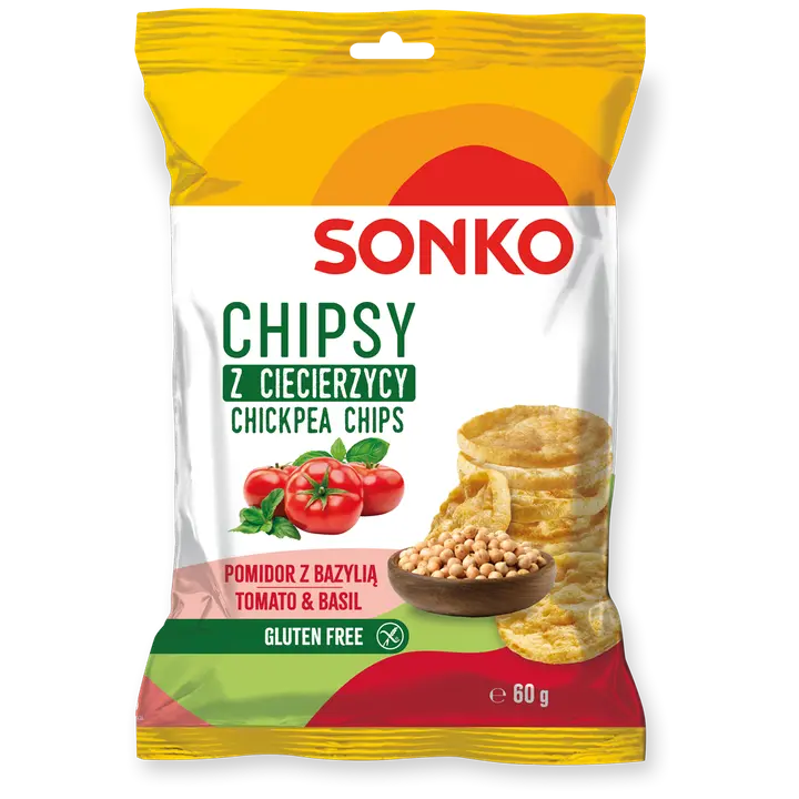 Sonko kikerhernekrõpsud tomati ja basiiliku maitseline  60g