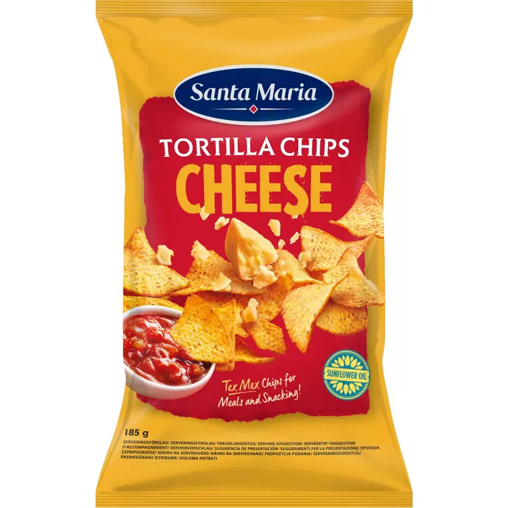 Santa Maria Tortilla Chips Cheese juuston makuiset maissitortillalastut 185 g