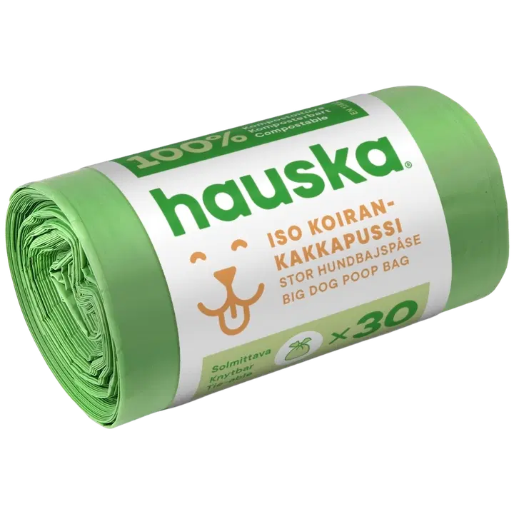 Hauska biohajoava koirankakkapussi iso 30kpl 200x360 solmittava vihreä