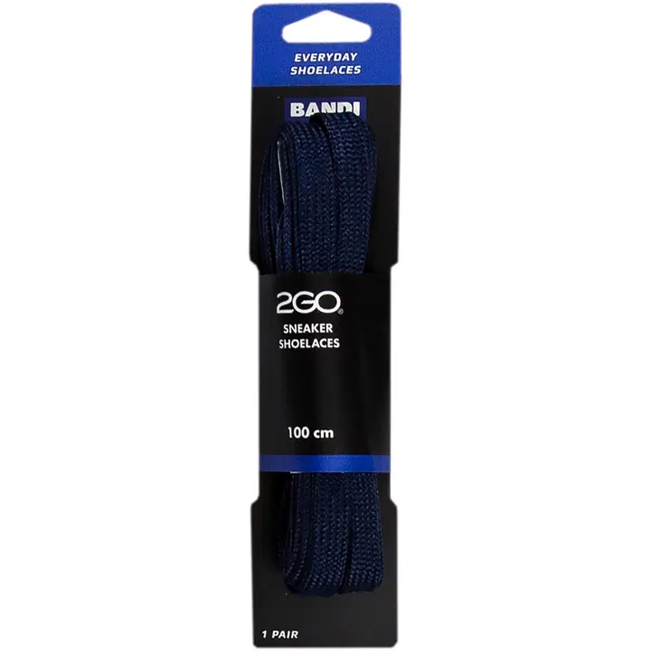 Bandi 2GO litteät kengännauhat tennareihin 100 cm t.sininen