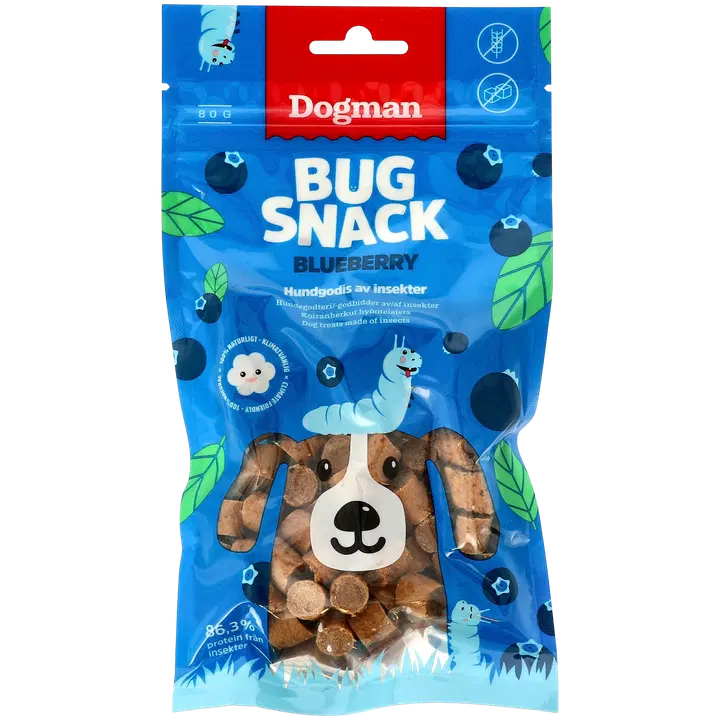 Dogman Bug Snack mustikka 80g