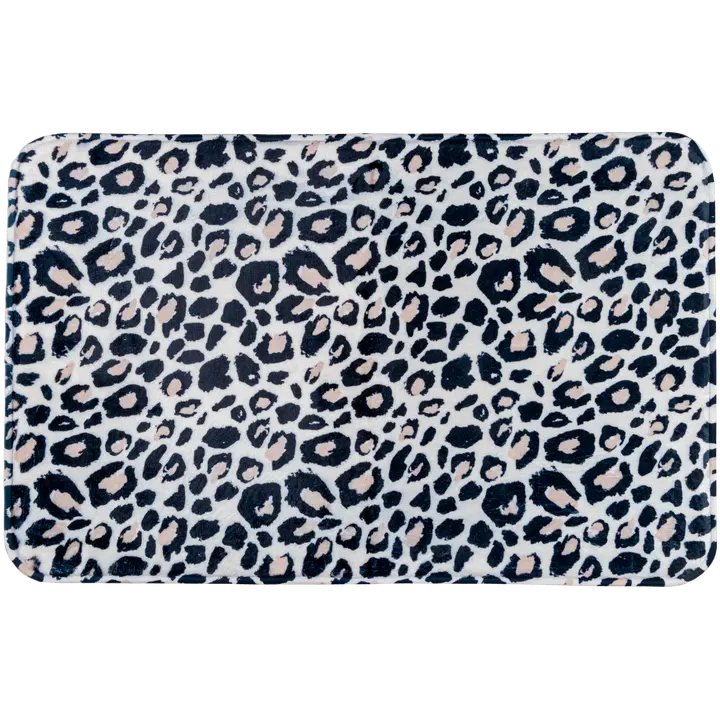 House kylpyhuoneenmatto Leopard 50x80 cm, musta/harmaa/valkoinen