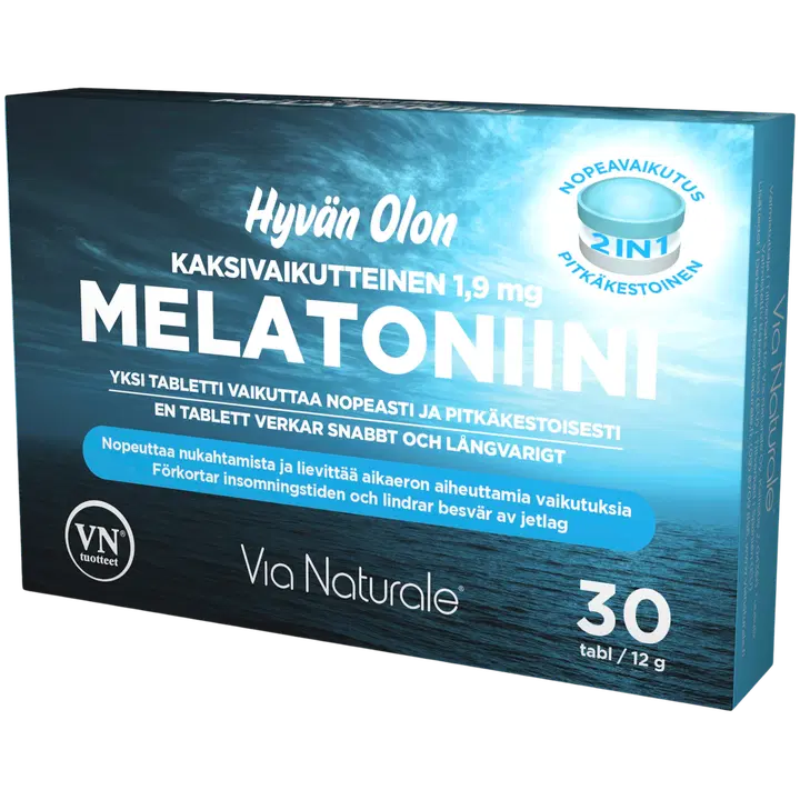 Hyvän Olon kaksivaikutteinen Melatoniini 1,9 mg 30 tabl. Via Naturale