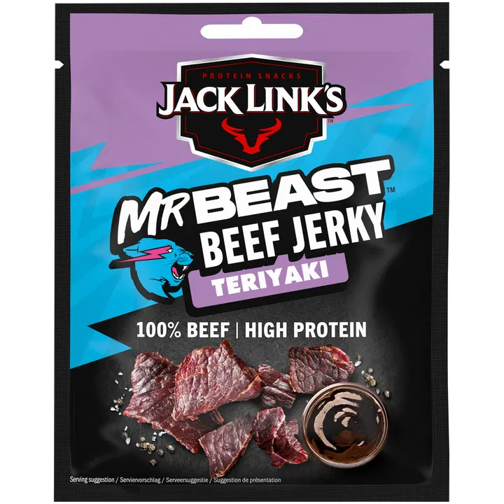 Jack Link's Beef Jerky Teriyaki, maustettuja ja kuivattuja naudanlihasuikaleita 40g