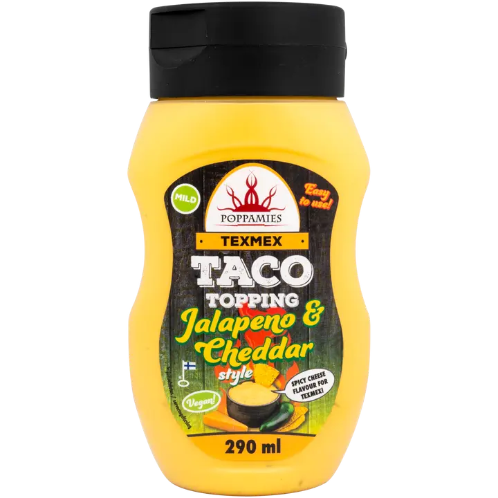 Poppamies Texmex Taco Topping Jalapeno & Cheddar Style maustekastike 290ml