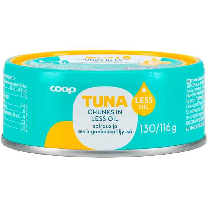 Coop tonnikalapalat vähennetyllä öljyllä MSC 130/116 g