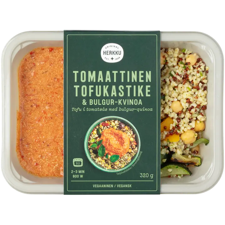 Herkku Tomaattinen tofukastike ja bulgur-kvinoa