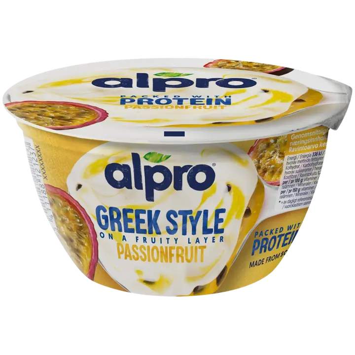 Alpro Greek Style Hapatettu soijavalmiste, passionhedelmä 150g