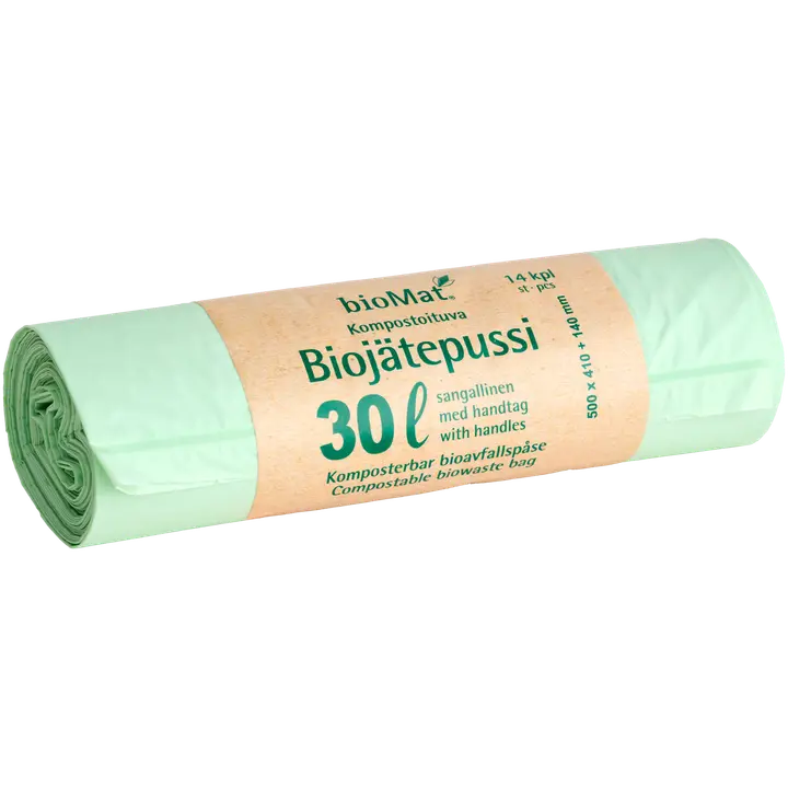 30L bioMat OK Compost HOME sertifioitu biopussi sangoilla 500x550mm 14kpl