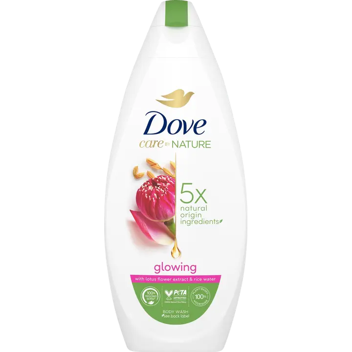 Dove Care By Nature Glowing Ritual Suihkusaippua lootuskukkauutteen ja riisiveden tuoksu 225 ml