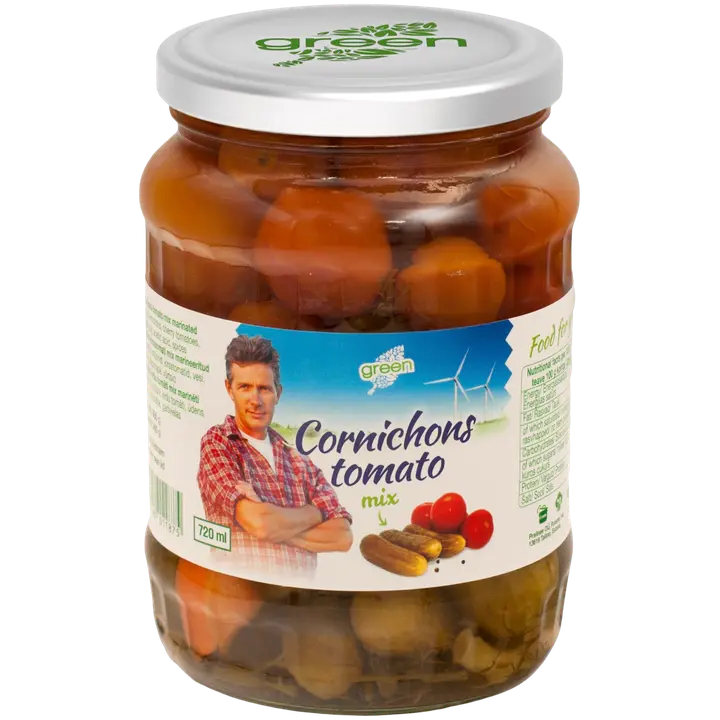 Green assortii kornishon-kirsstomat 720ml