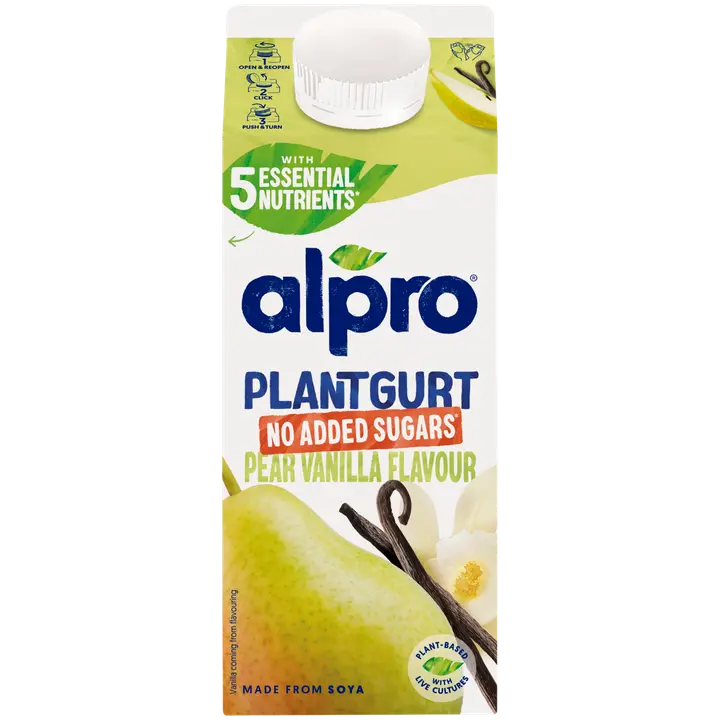 Alpro Plantgurt Hapatettu Soijavalmiste, Päärynä-Vanilja, Ei lisättyä Sokeria, 750g