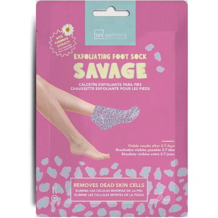 IDC Institute Savage kuoriva jalkanaamio. Nauti ylellisestä spa-elämyksestä kotona kamomillaa sisältävällä kuorivalla jalkanaamiollamme