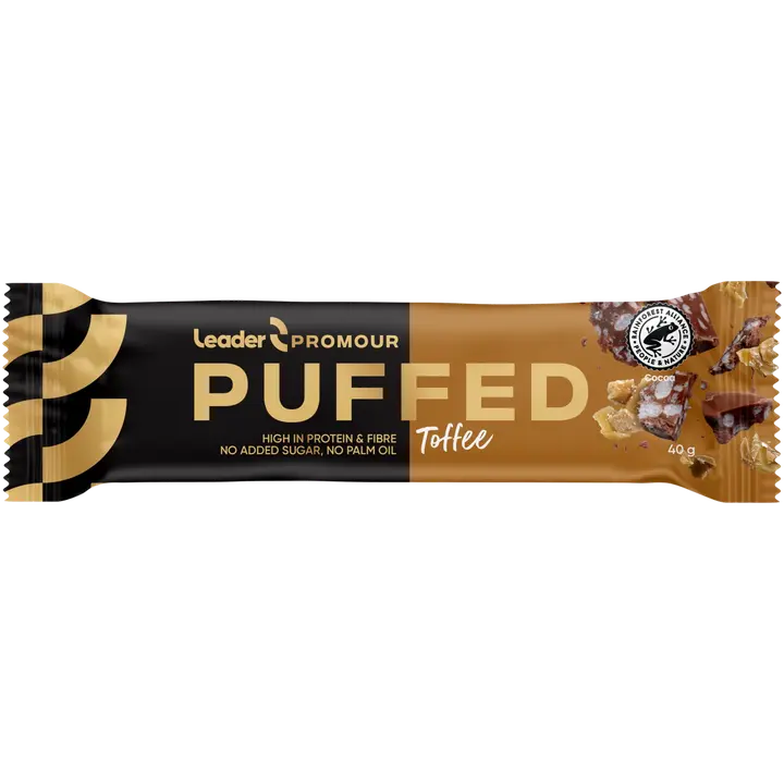 Leader Promour Puffed Toffee riisisuklaaproteiinipatukka 40 g