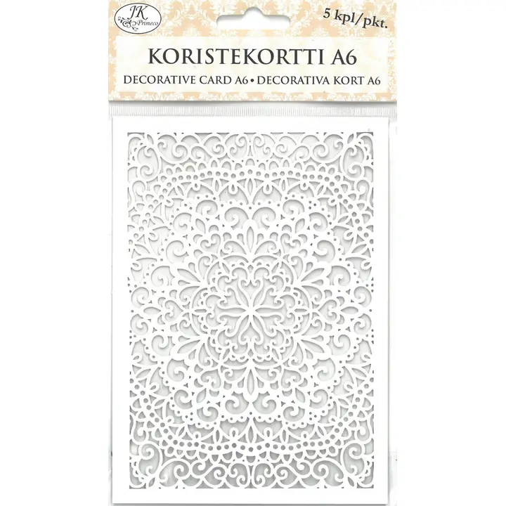 Koristekortti A6 Pitsi valkoinen 5kpl/pkt