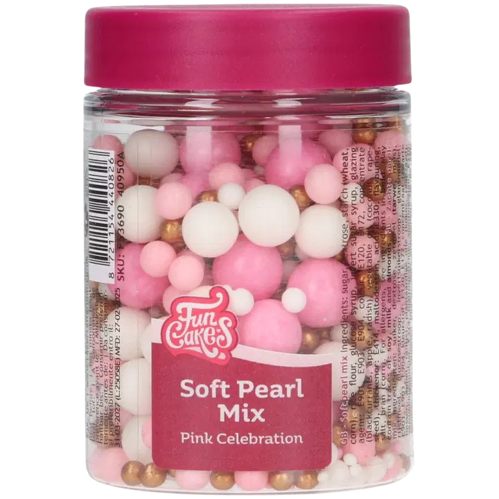Funcakes pehmed suhkrupärlid roosades toonides, 80 g